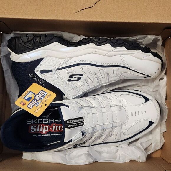 Skechers Men’s Afterburn M. Fit Grill Captain Slip-ins Sneaker White/Navy Size 8 - Picture 7 of 8